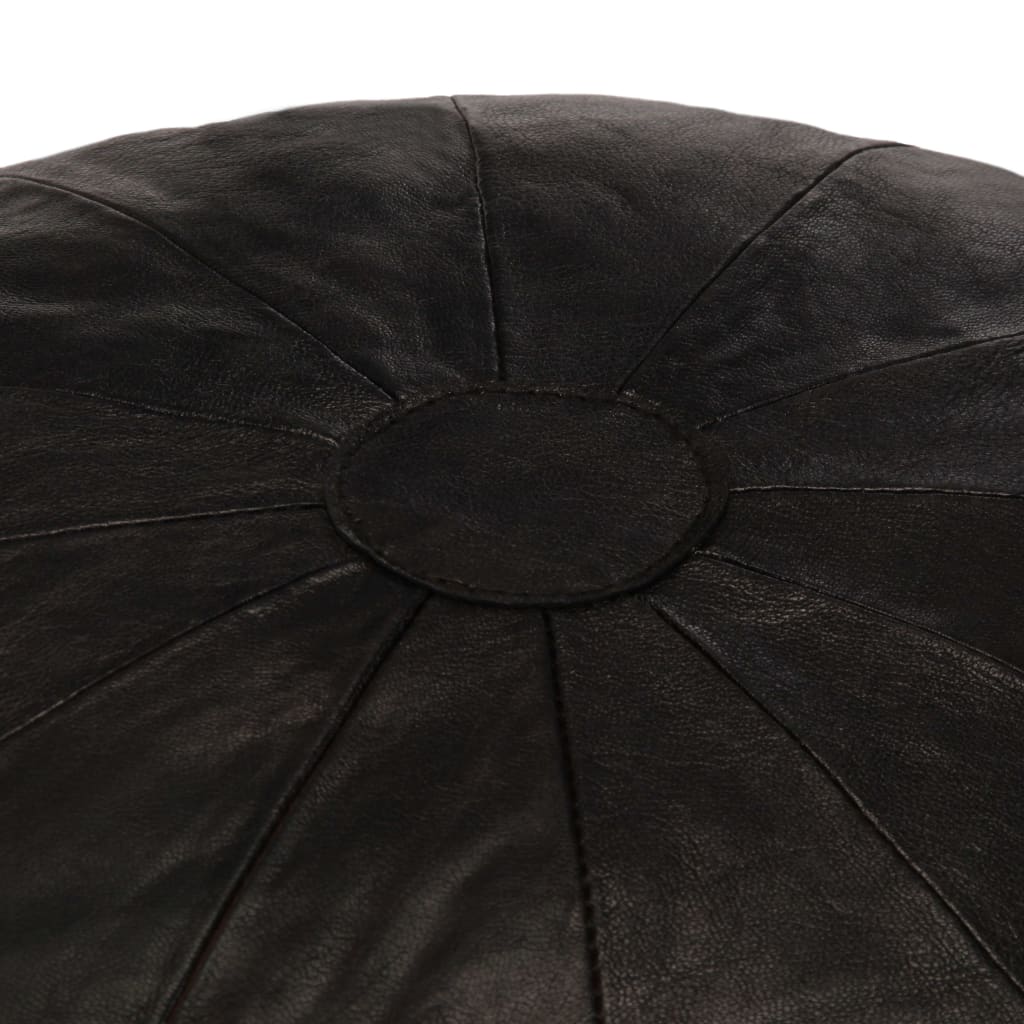 Pouf  Noir Cuir véritable de chèvre