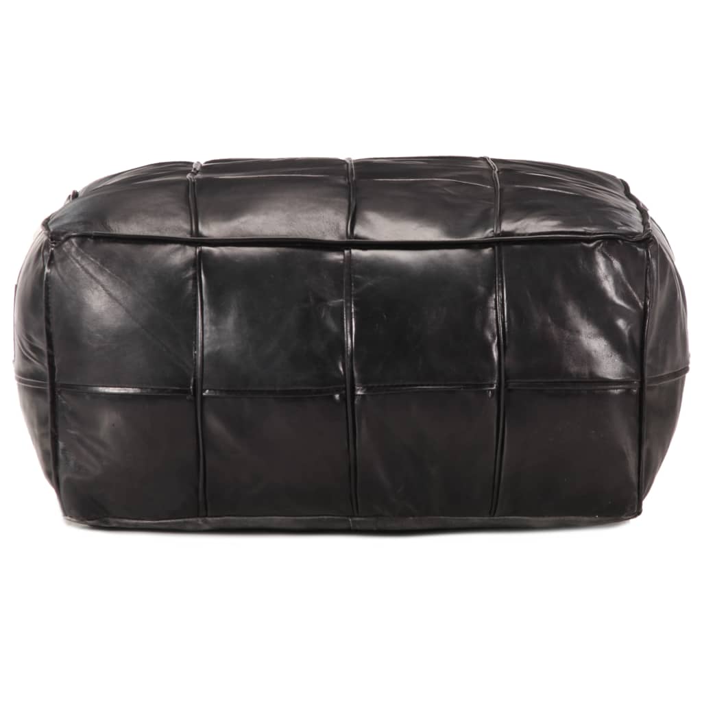 Pouf outhman Noir Cuir véritable