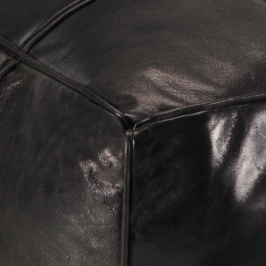 Pouf outhman Noir Cuir véritable