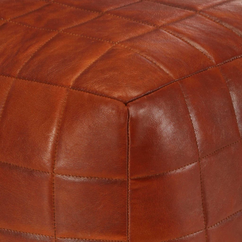 Pouf  Brun en Cuir véritable de chèvre