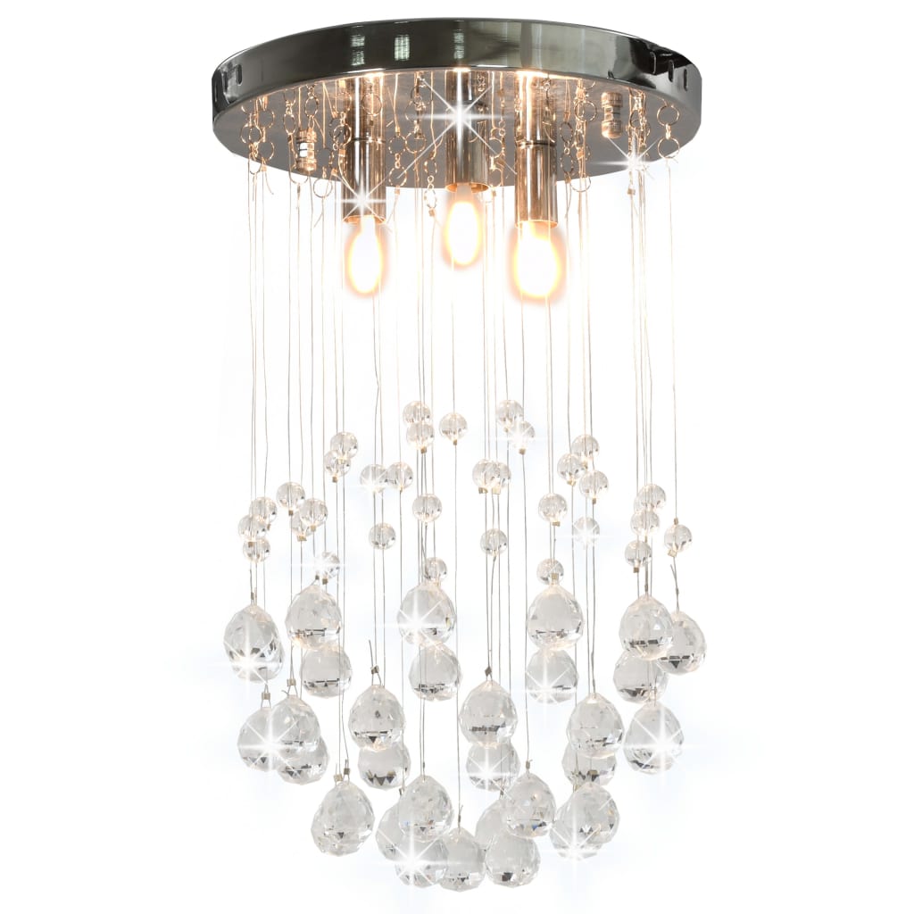 Plafonnier avec perles de cristal Argenté Sphère