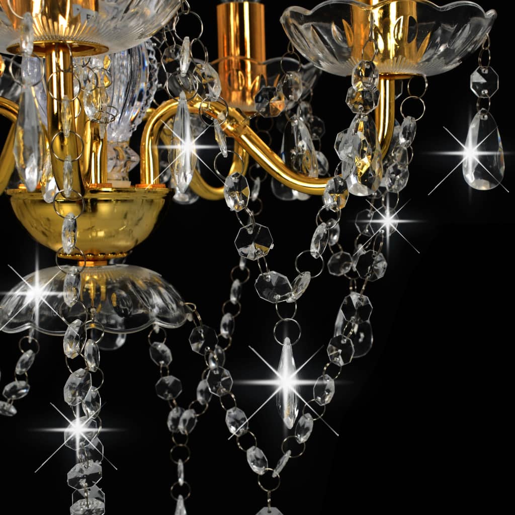 Lustre avec perles de cristal Doré