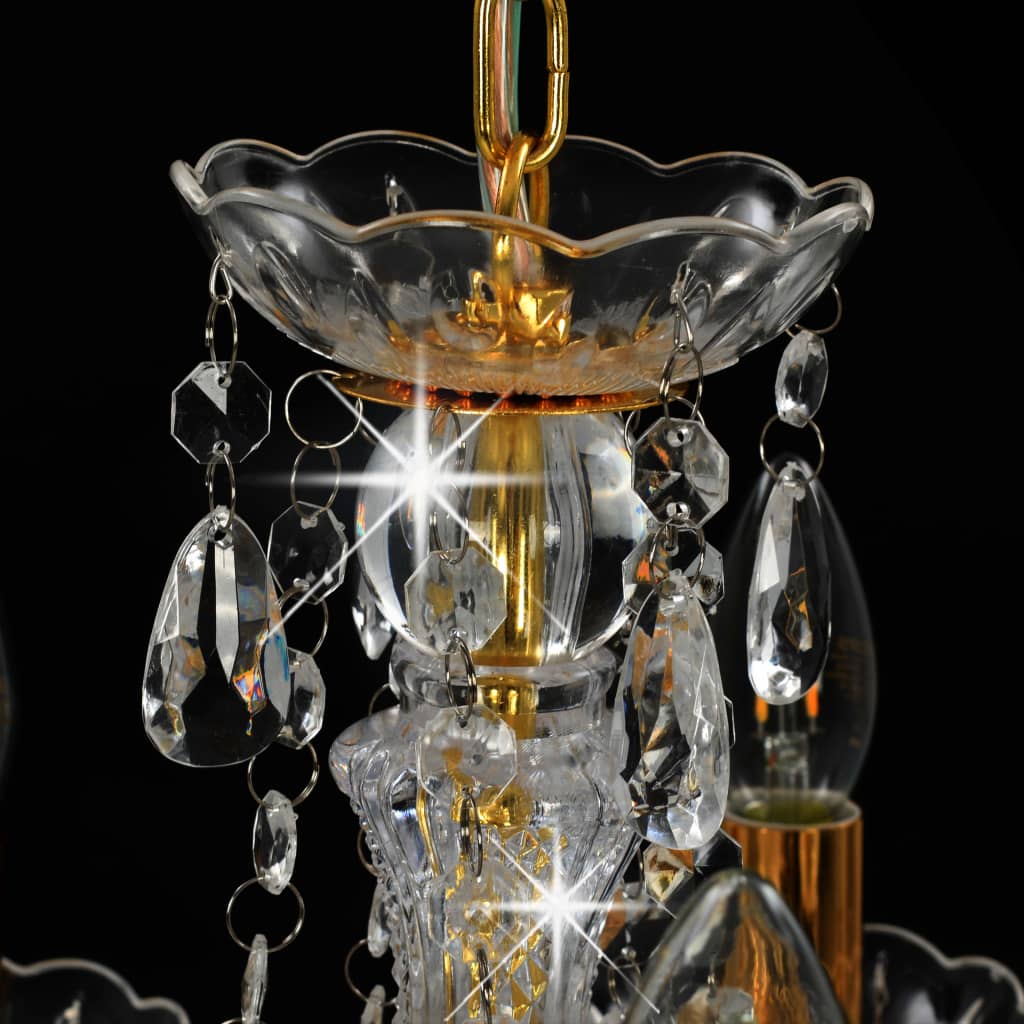 Lustre avec perles de cristal Doré