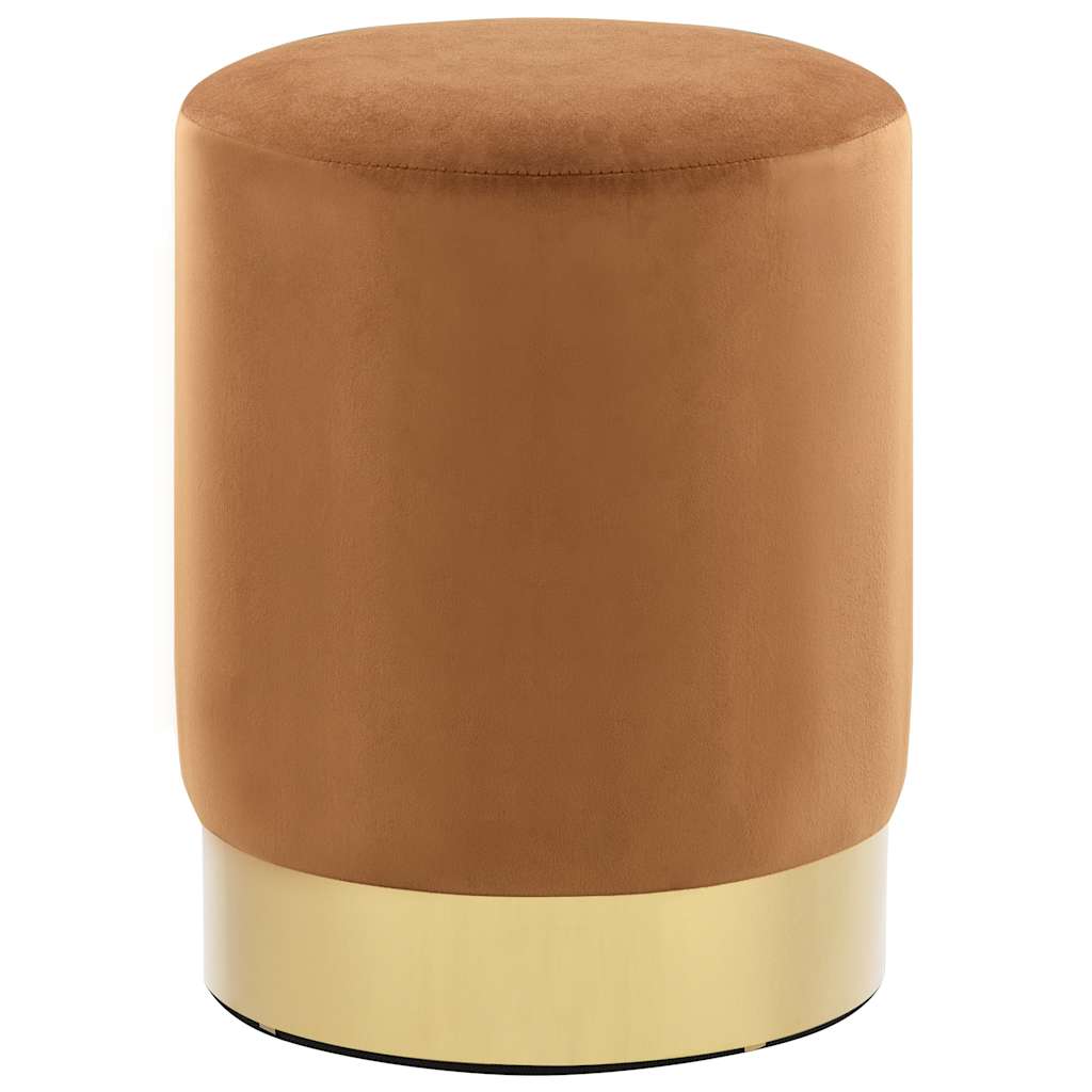 Pouf Tabouret Marron et doré Velours