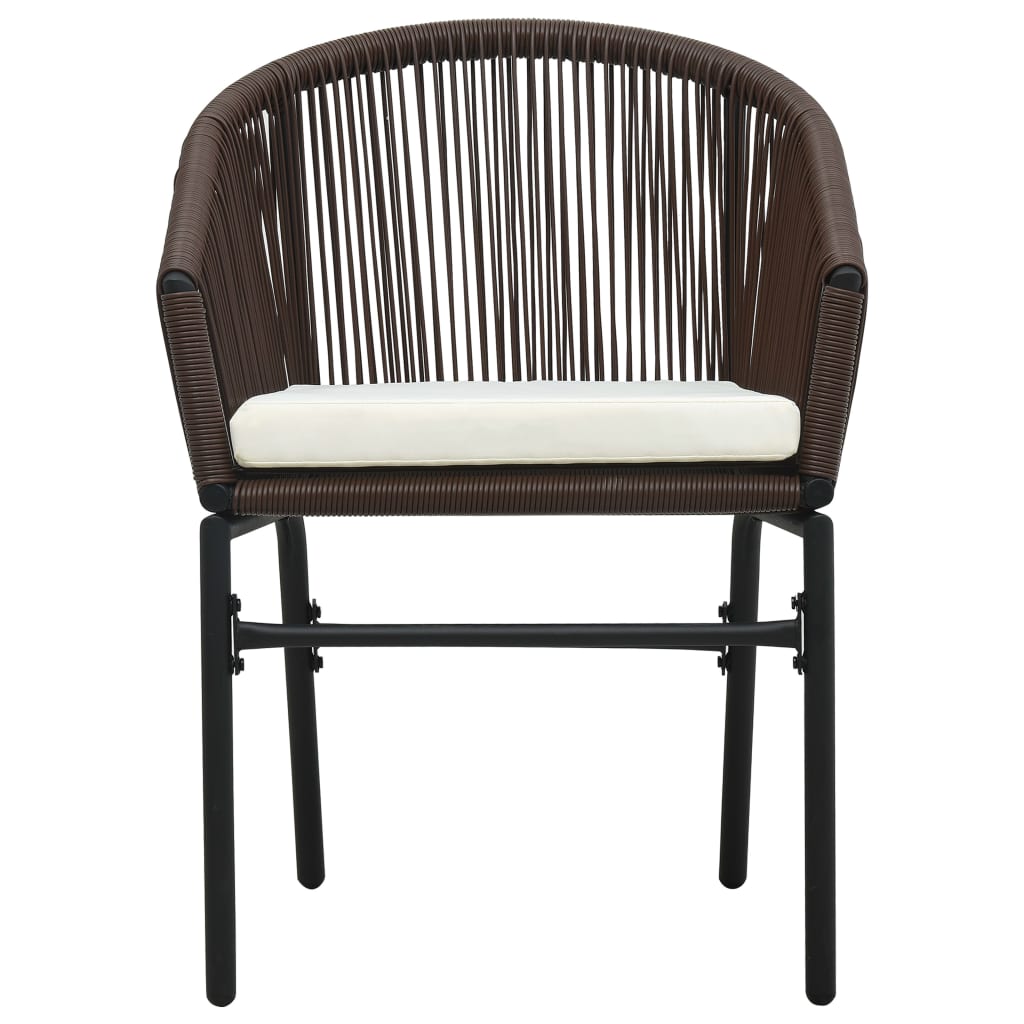 Ensemble de bistro 3 pcs avec coussins Rotin  Marron