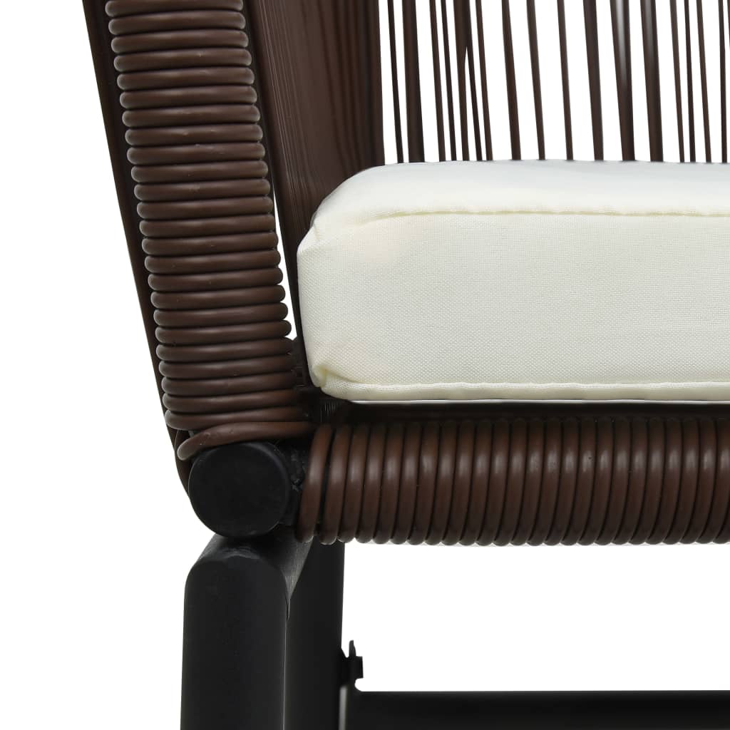 Ensemble de bistro 3 pcs avec coussins Rotin  Marron