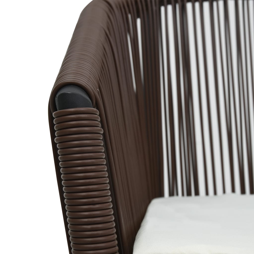 Ensemble de bistro 3 pcs avec coussins Rotin  Marron