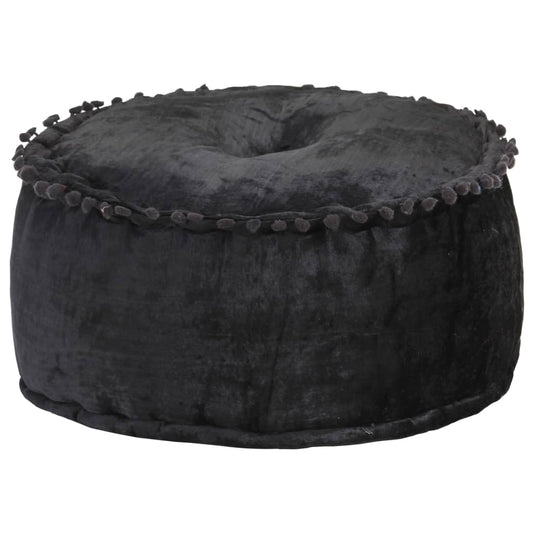 Pouf Rond Velours Anthracite