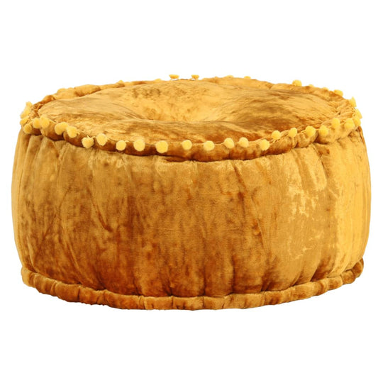 Pouf Rond Velours  Moutarde