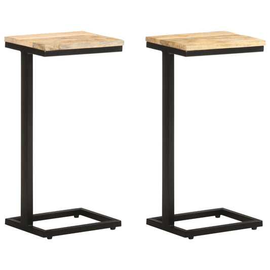 Tables d'appoint 2 pcs en bois de manguier brut