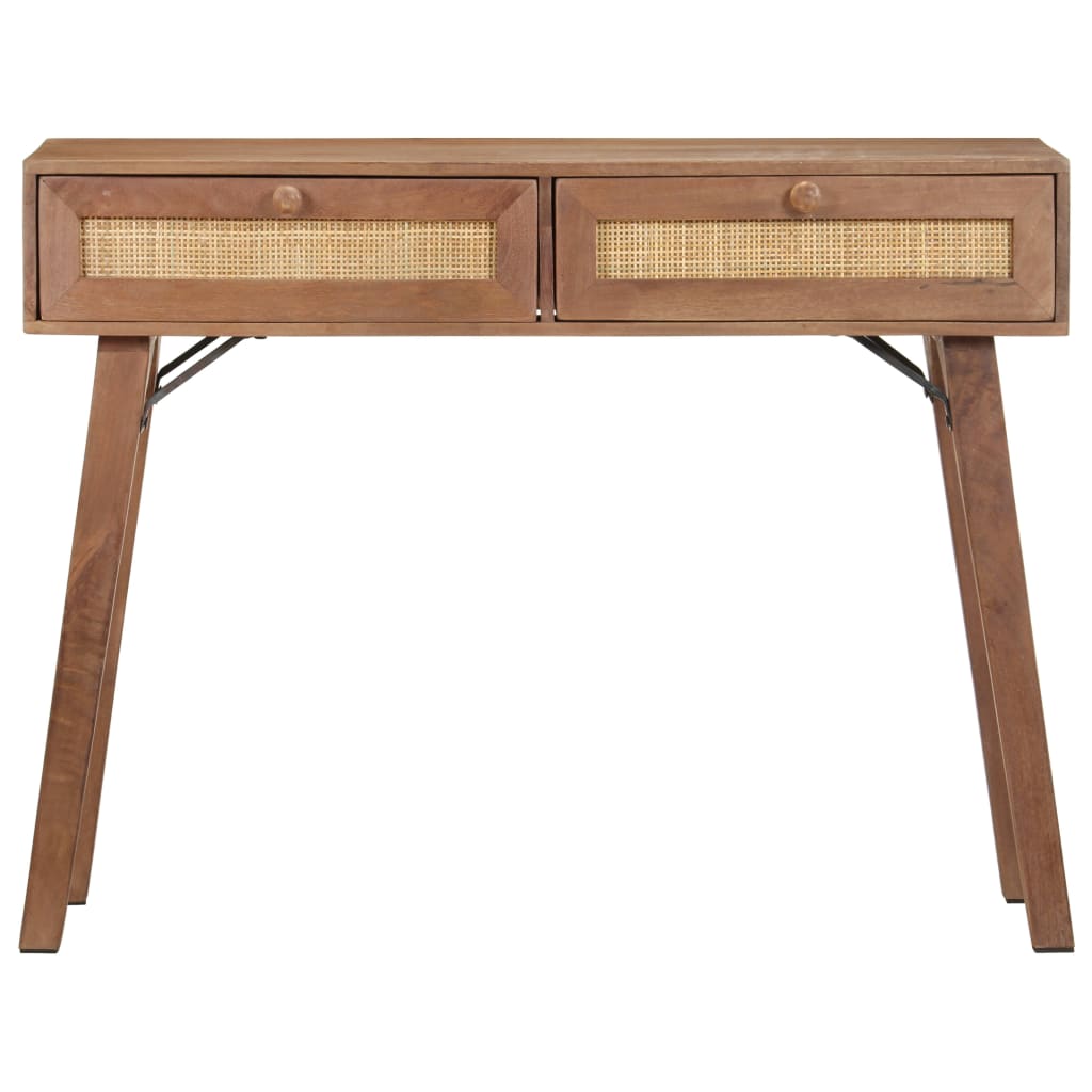 Console Bois de manguier et rotin