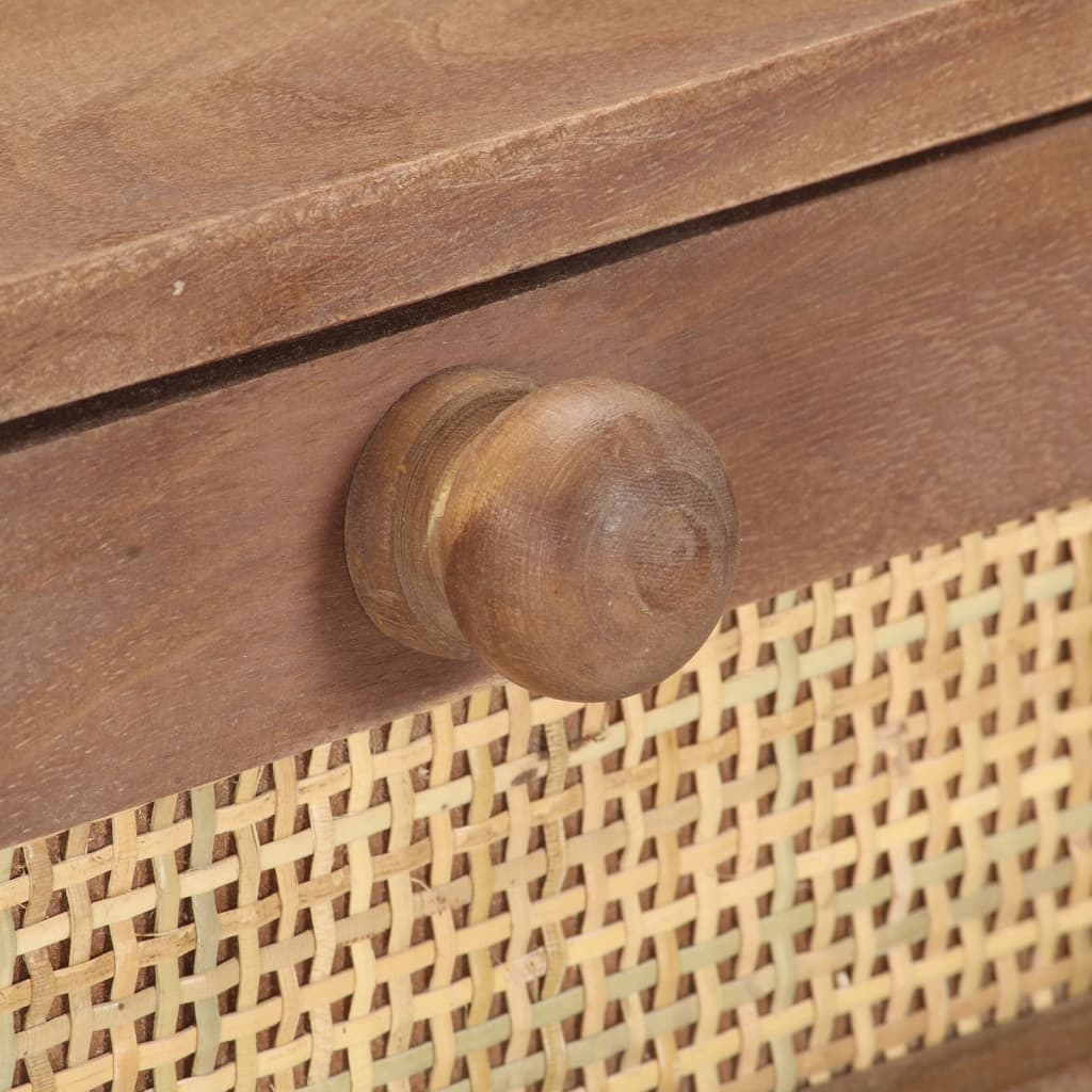 Console Bois de manguier et rotin