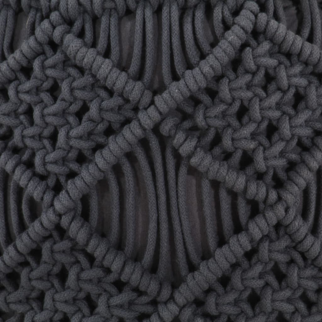 Pouf  en macramé Anthracite