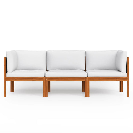 Canapé de jardin à 3 places avec coussin Bois d'acacia massif
