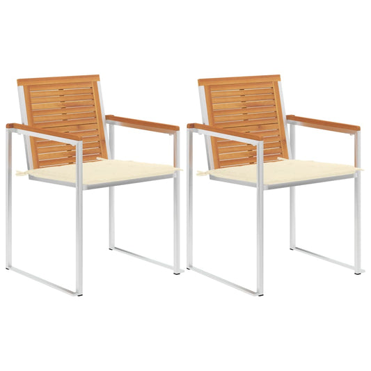 Chaises de jardin avec coussins lot de 2 Acacia solide