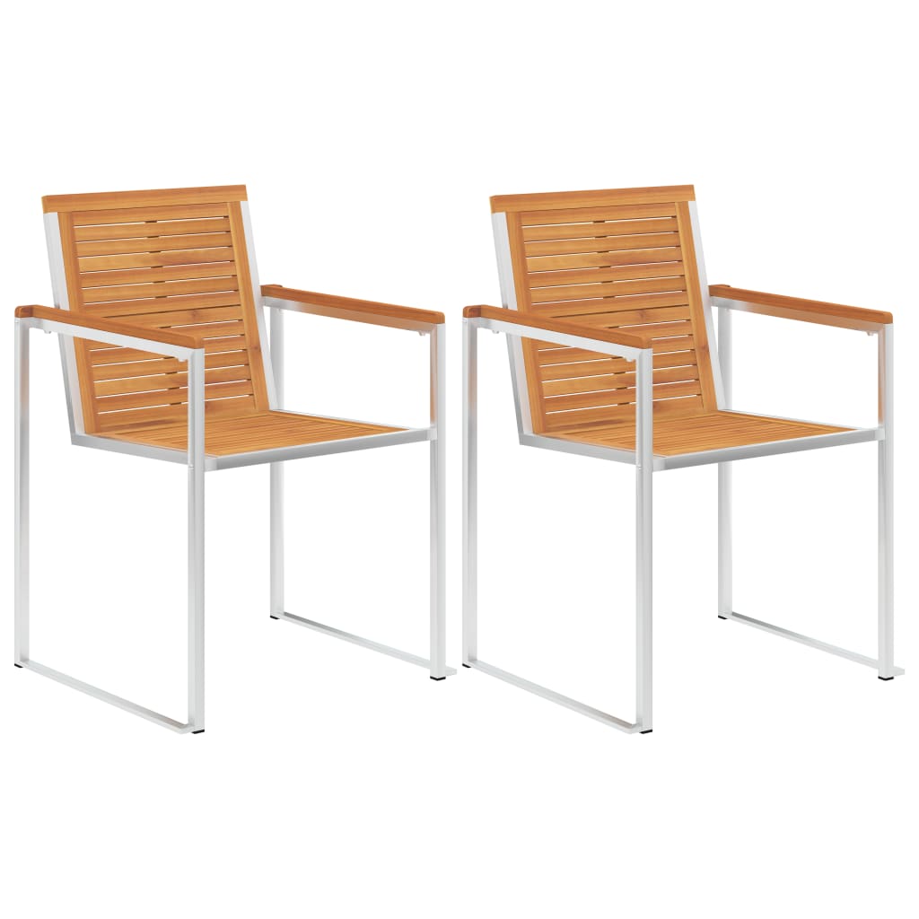 Chaises de jardin avec coussins lot de 2 Acacia solide