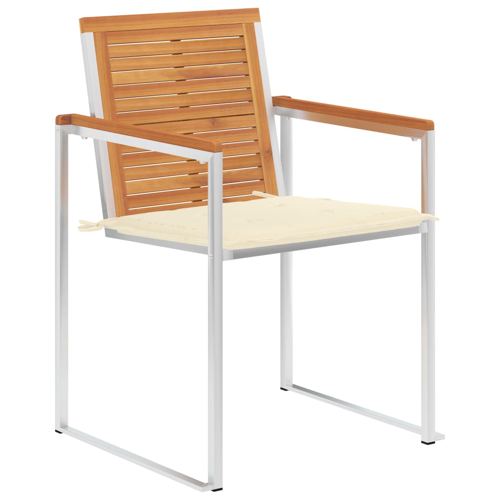 Chaises de jardin avec coussins lot de 2 Acacia solide