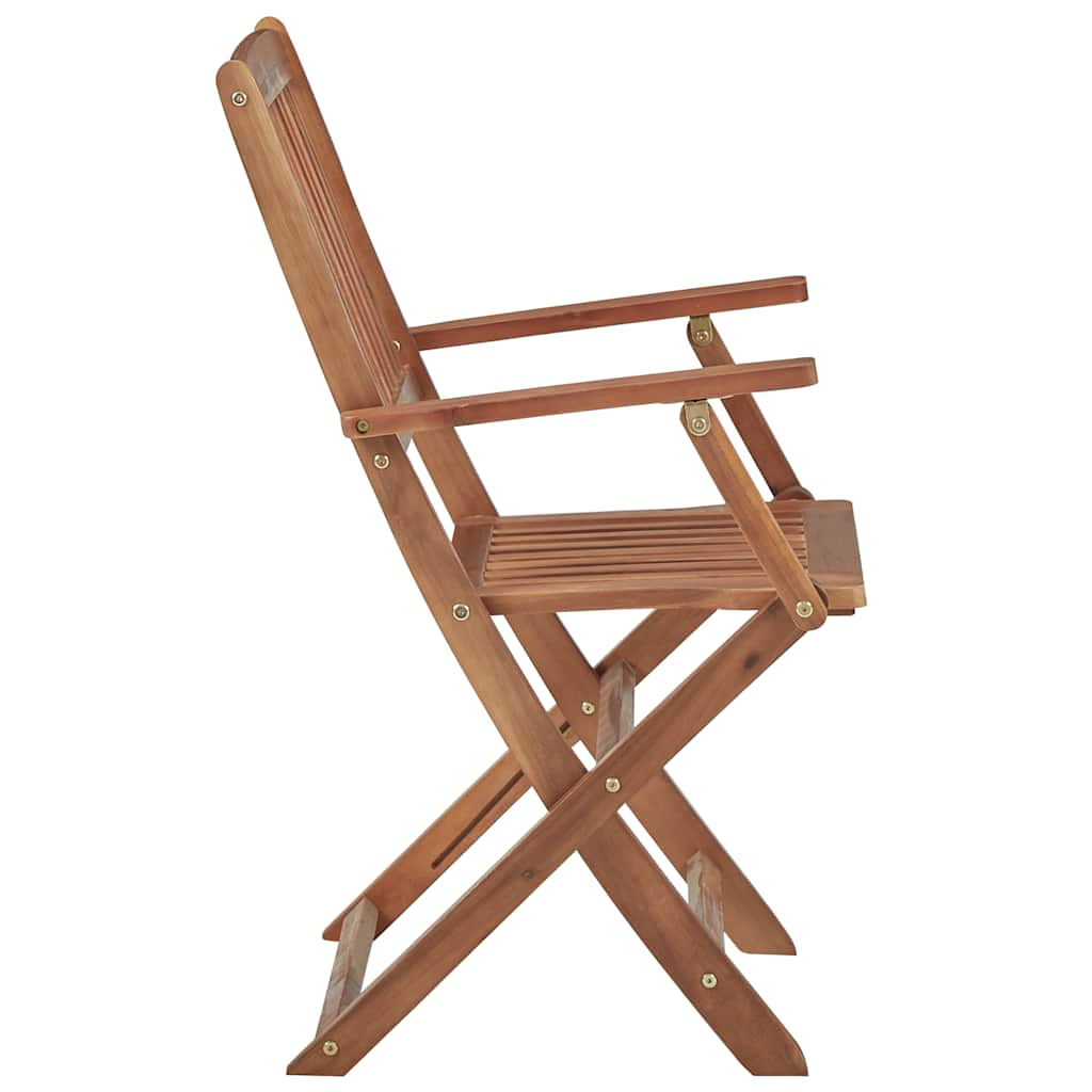 Chaises pliables de jardin lot de 4 en bois d'acacia avec coussin beige