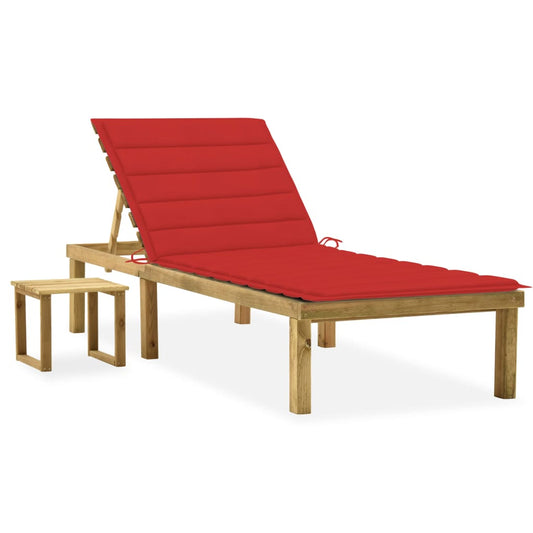 Chaise longue de jardin avec table rouge tia