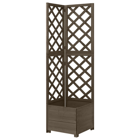 Jardinière d'angle en treillis Gris en Bois de sapin