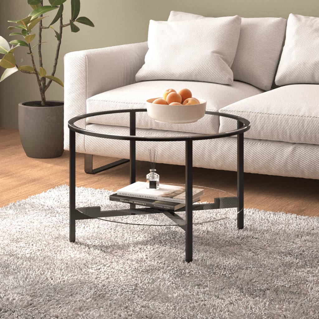 Table ronde Noir et transparent en  Verre trempé
