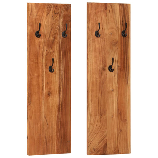 Porte-manteaux  2 pcs en bois d'acacia