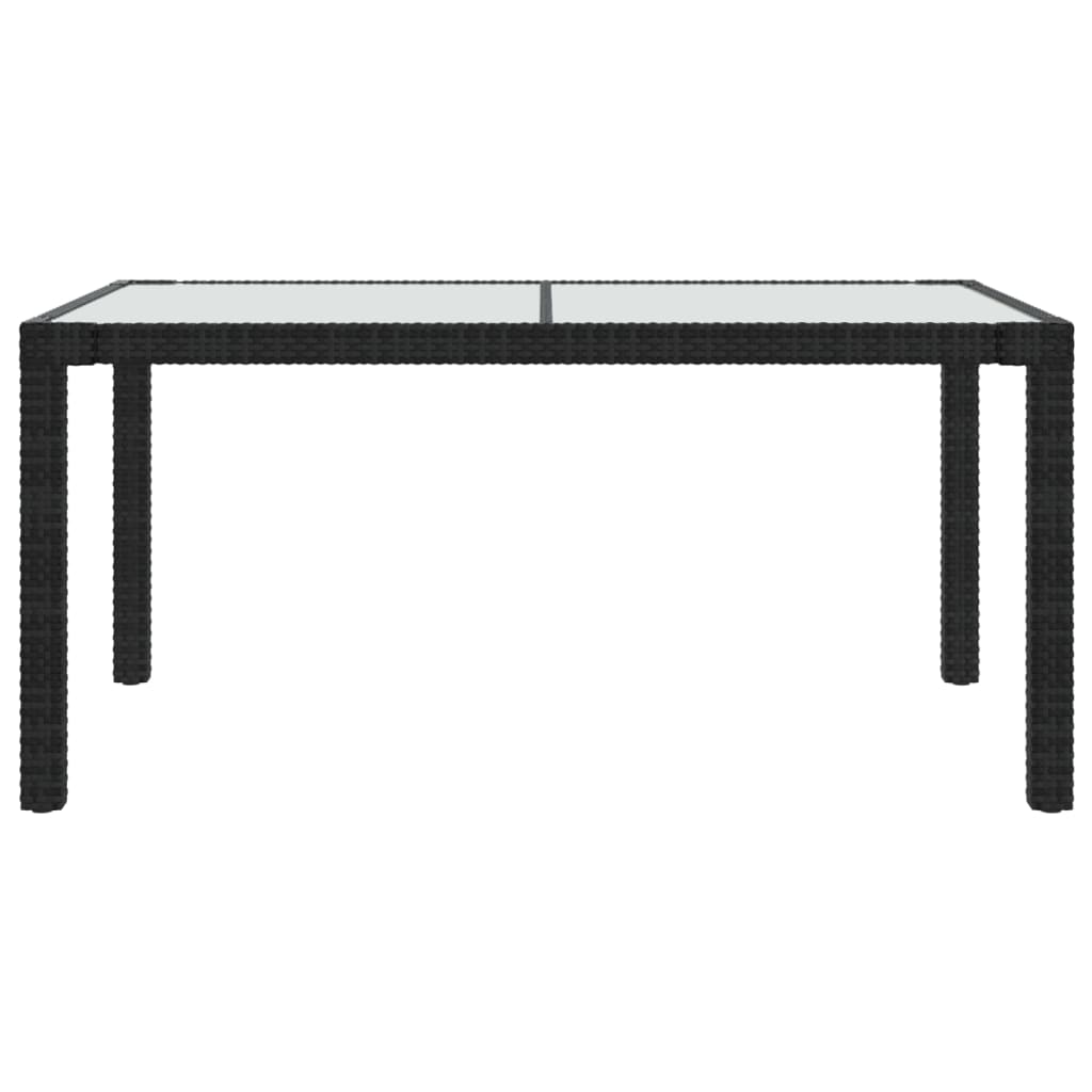 Table de jardin en Verre trempé et résine tressée Noir