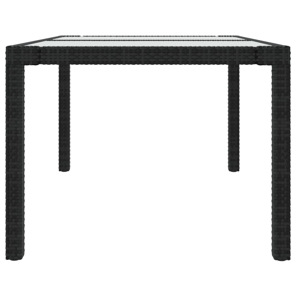 Table de jardin en Verre trempé et résine tressée Noir