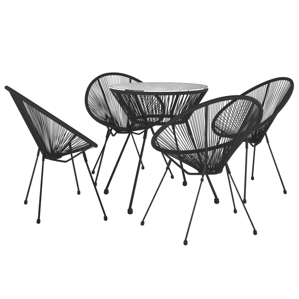 Ensemble à manger de jardin 5 pcs Noir