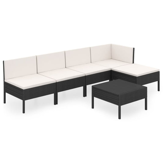 Salon de jardin 6 pcs résine tressée noir
