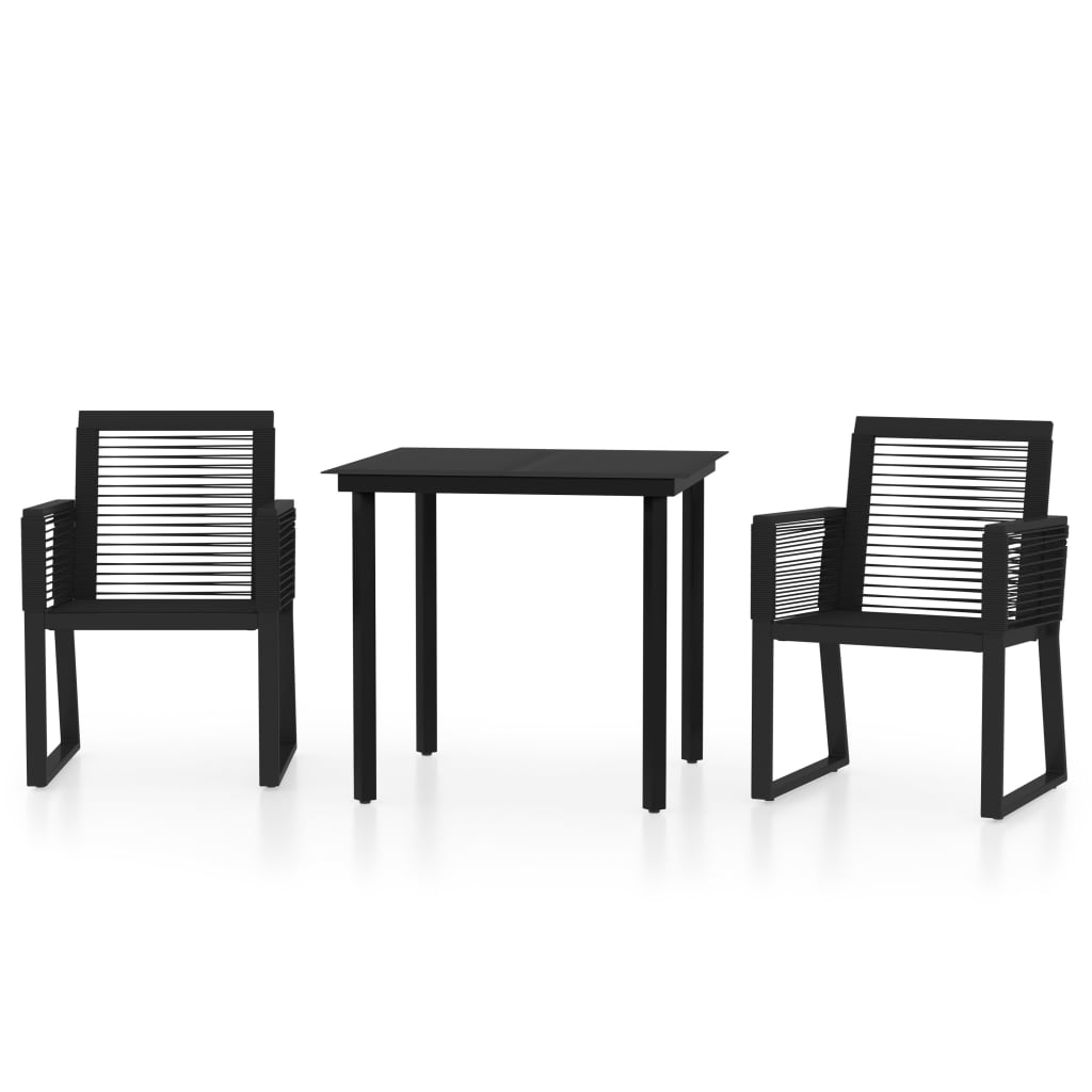 Ensemble à manger de jardin 3 pcs Noir