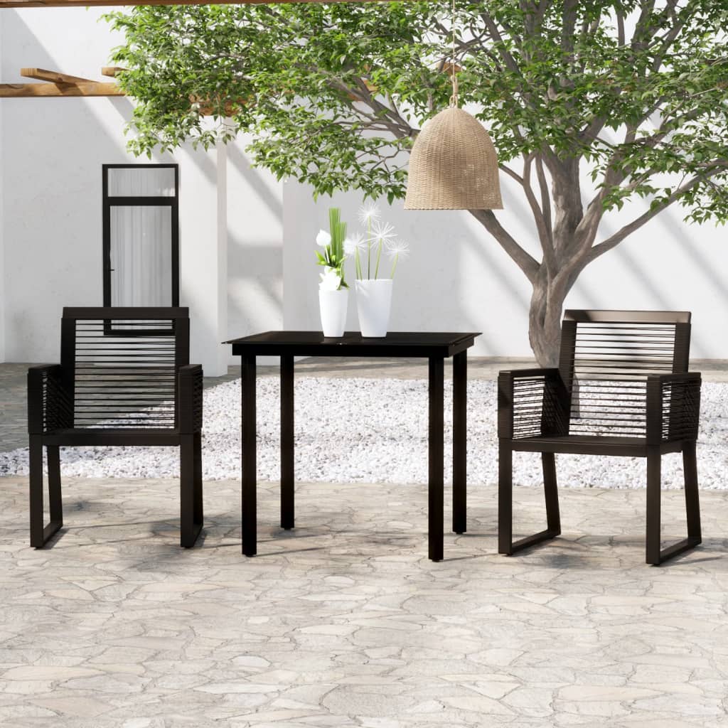 Ensemble à manger de jardin 3 pcs Noir