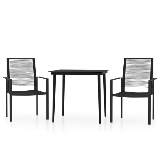 Ensemble à manger de jardin 3 pcs Noir