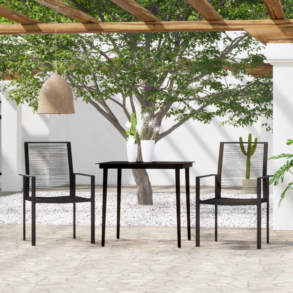 Ensemble à manger de jardin 3 pcs Noir