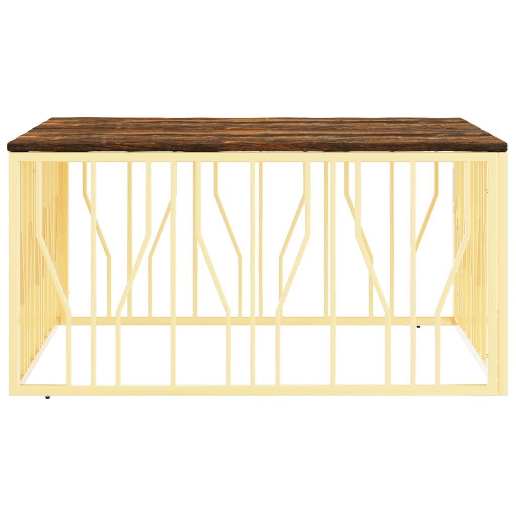 Table basse doré acier inoxydable et bois