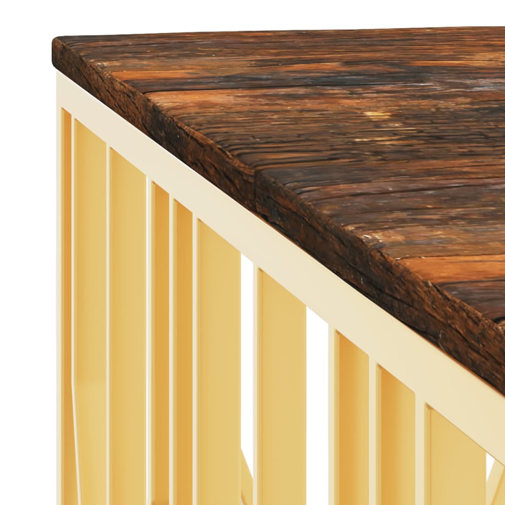 Table basse doré acier inoxydable et bois