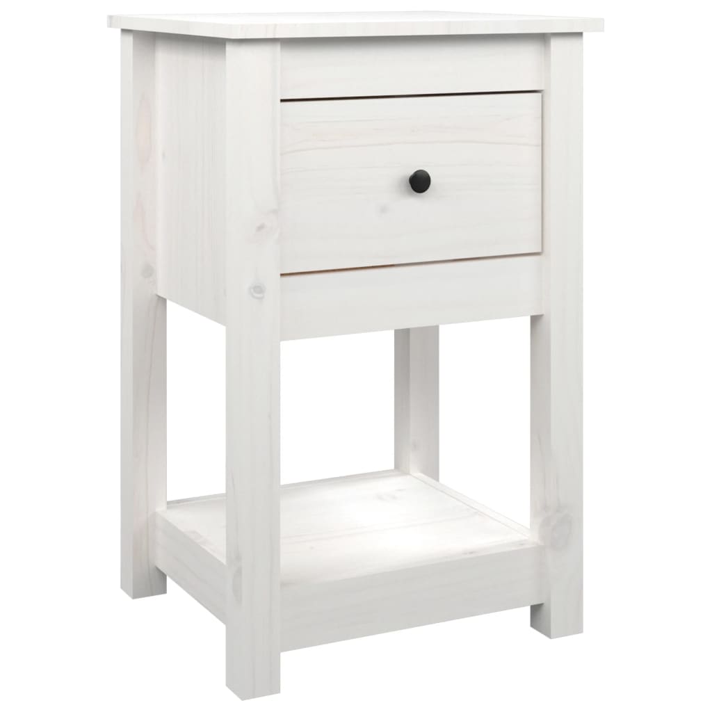 Table de chevet Blanc en bois de pin