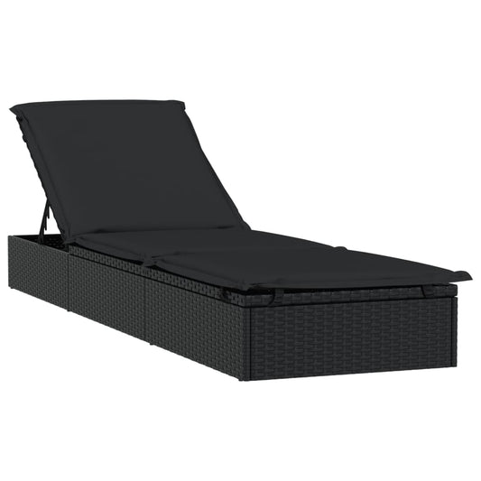 Chaise longue 1pc noir résine tressée