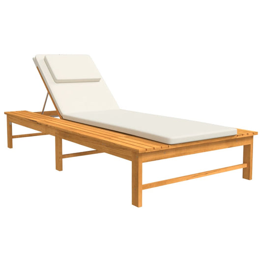 Chaise longue blanc crème bois massif