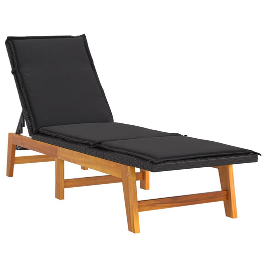 Chaise longue noir en bois d'acacia
