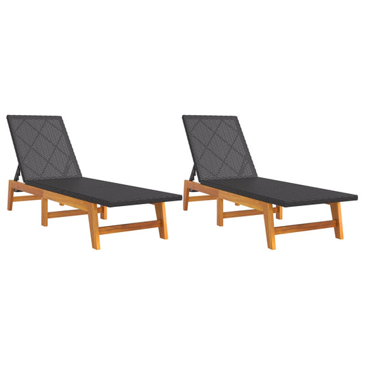 Chaises longues de 2 en noir/marron