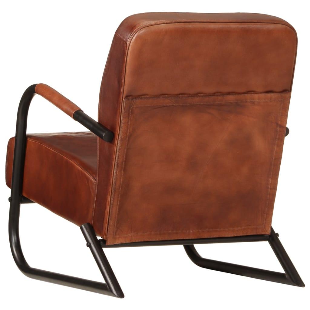 Fauteuil marron cuir véritable