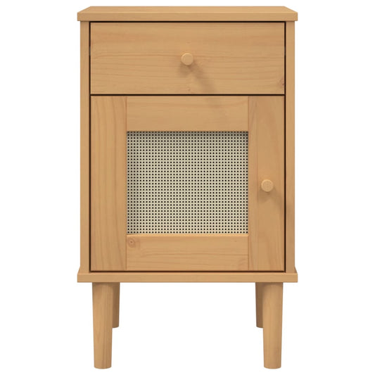 Table de chevet aspect de rotin marron