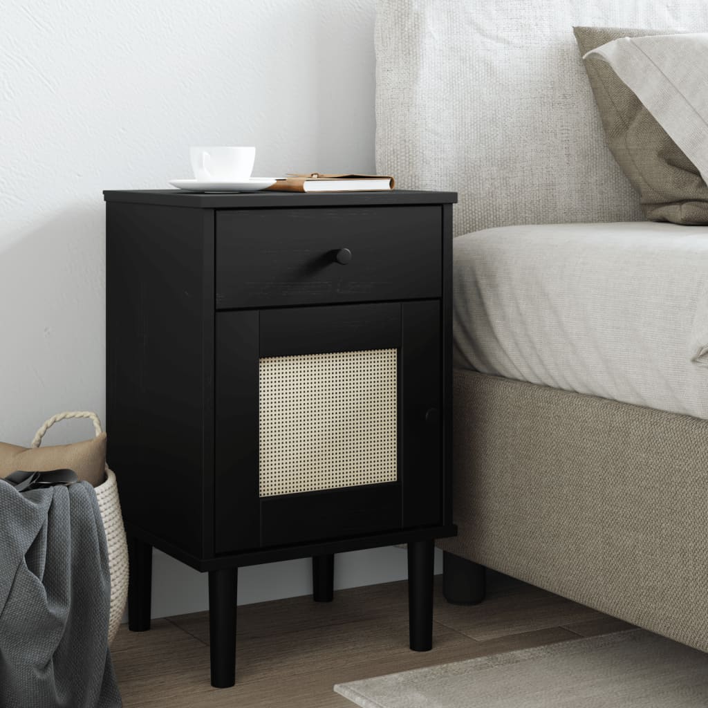 Table de chevet  aspect de rotin noir