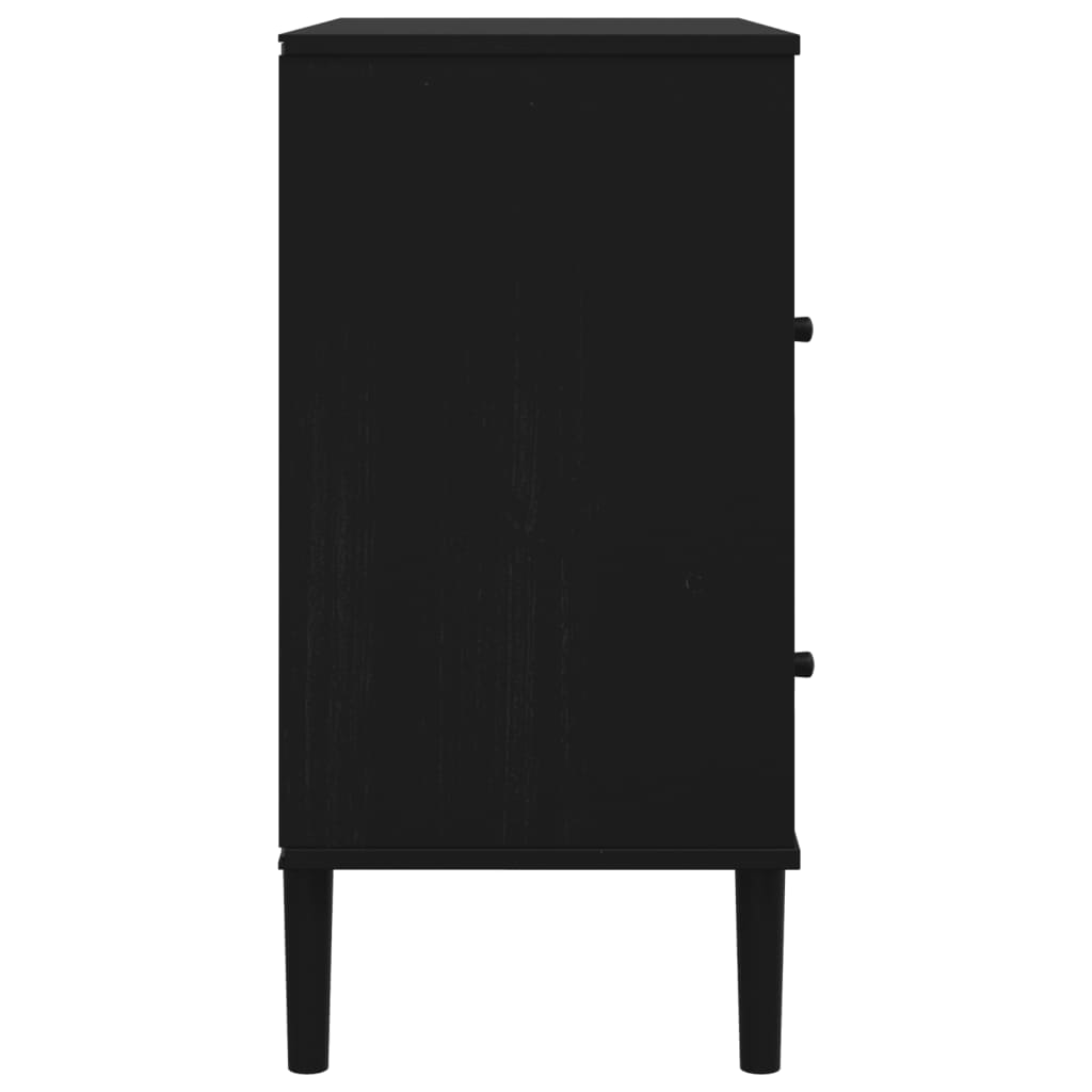 Buffet SEya aspect rotin noir en bois massif de pin