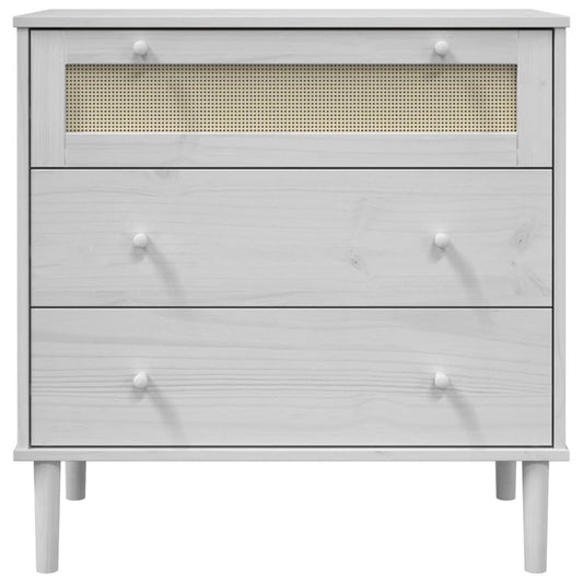 Commode  aspect de rotin blanc