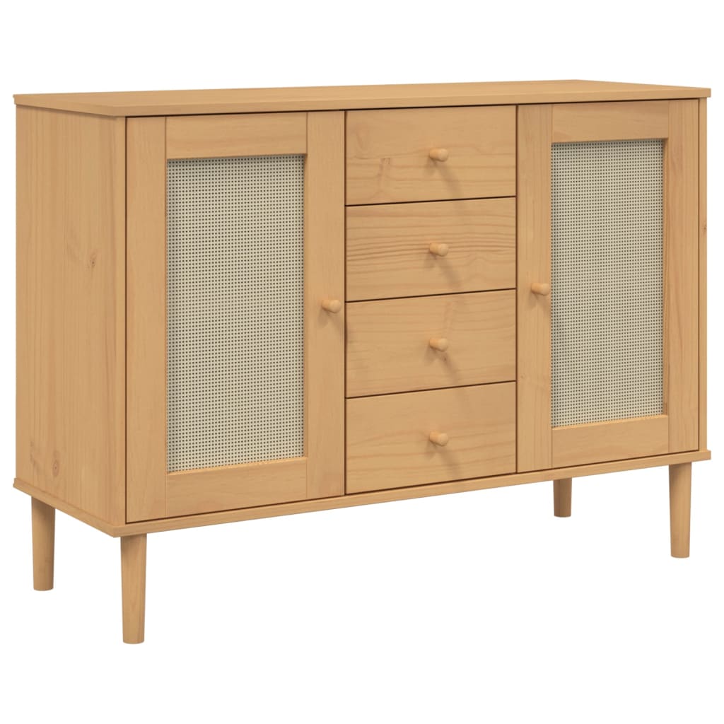 Buffet SEya aspect rotin marron