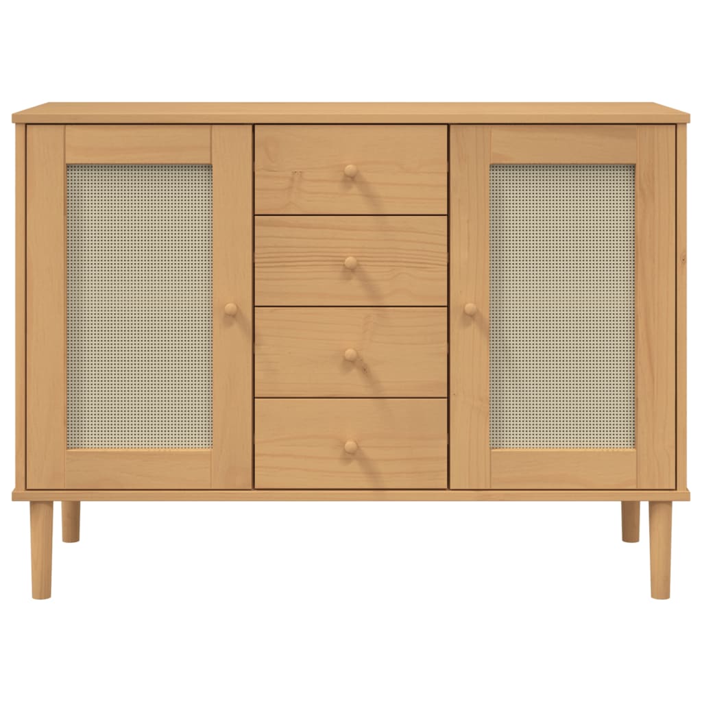 Buffet SEya aspect rotin marron