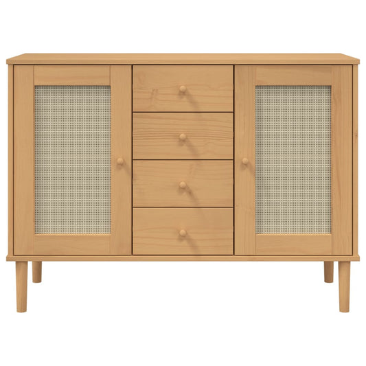 Buffet SEya aspect rotin marron