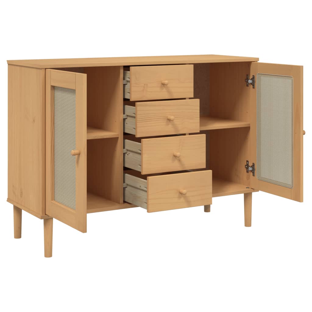 Buffet SEya aspect rotin marron